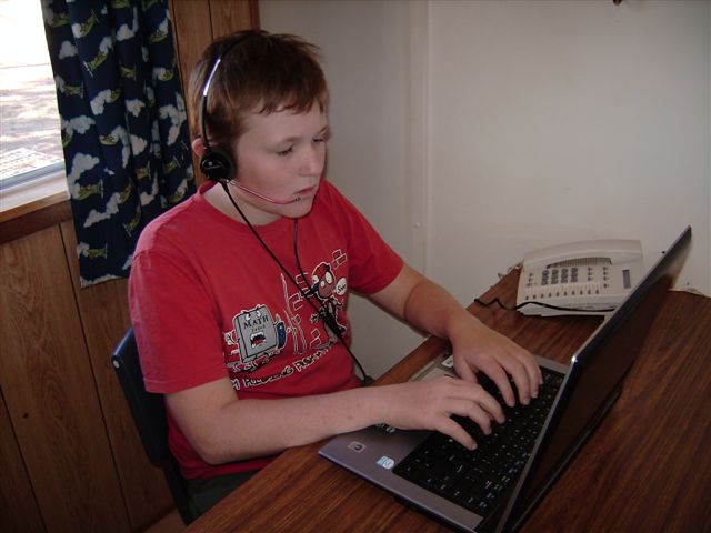 Student working online